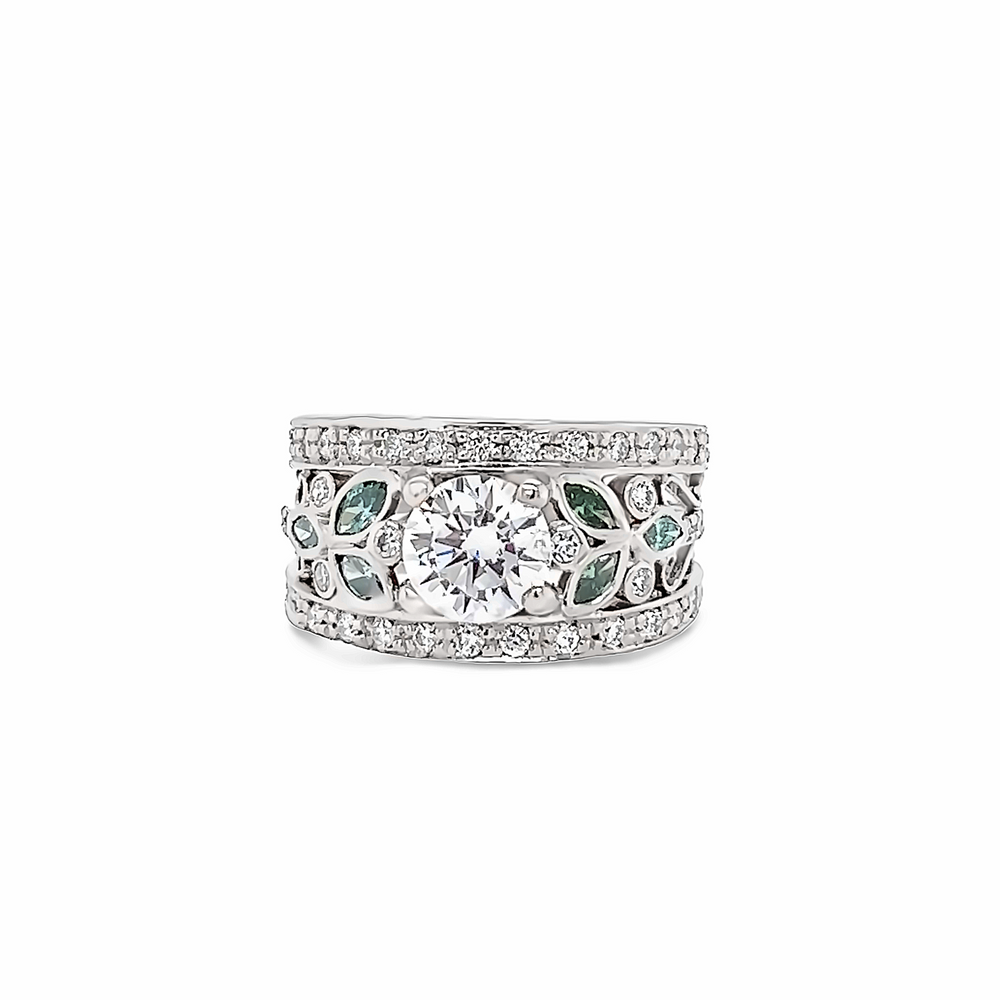 14k White Gold White and Blue Diamond Anniversary Band by Paul Richter (0.96ctw.)