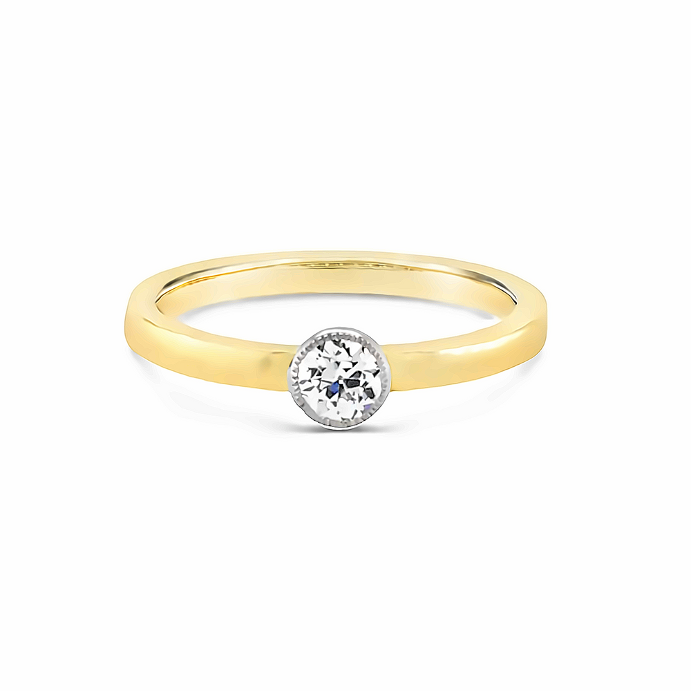 14k Two-tone Yellow and White Gold Old European Diamond Bezel Solitaire Engagement Ring (0.23ct.)