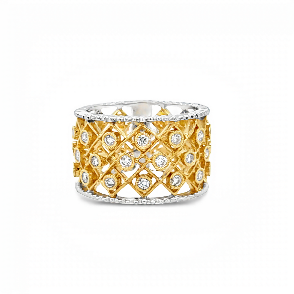 14K Two-Tone Yellow and White Gold Diamond Bezel Anniversary Band (0.71ctw.)
