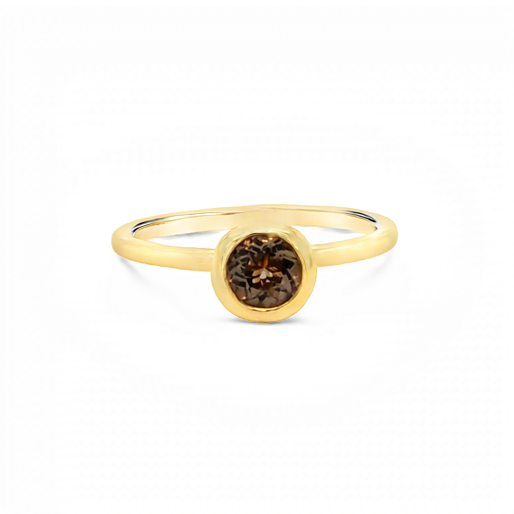 14k Yellow Gold Round Smoky Quartz Ring (0.44ct.)