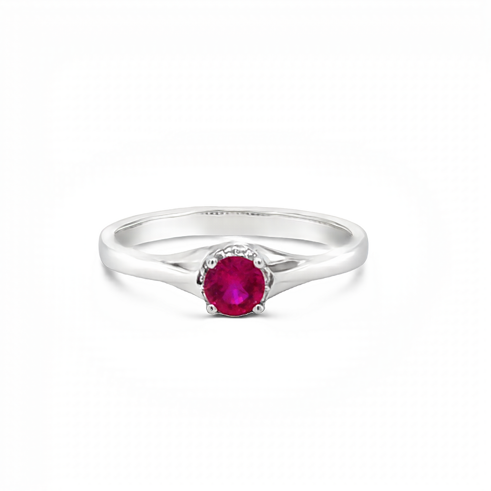 18k White Gold Round Ruby and Diamond Ring (0.32ct.)