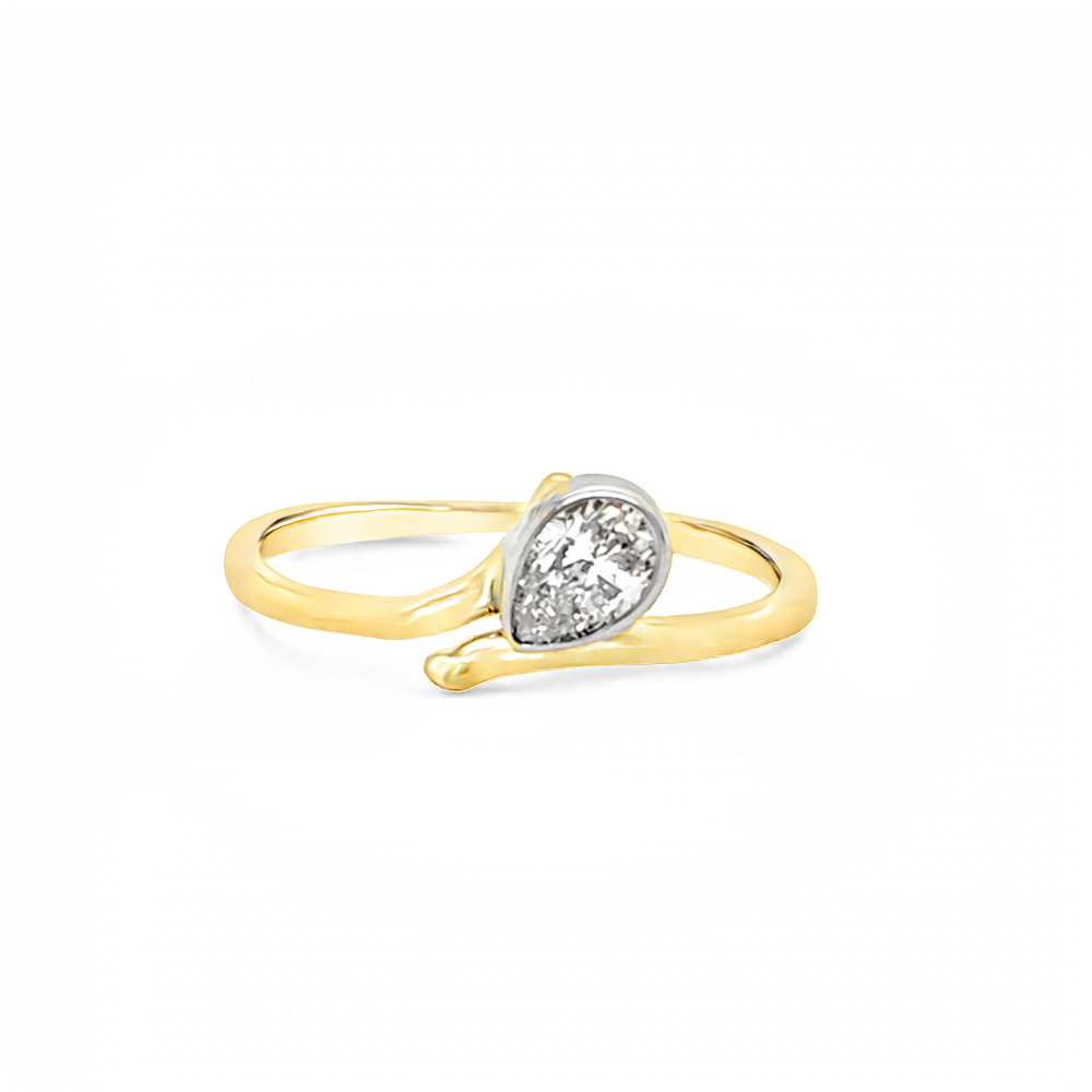 18k Two-Tone Yellow and White Gold Pear Shape Diamond Solitaire Engagement Ring (0.48ct.)