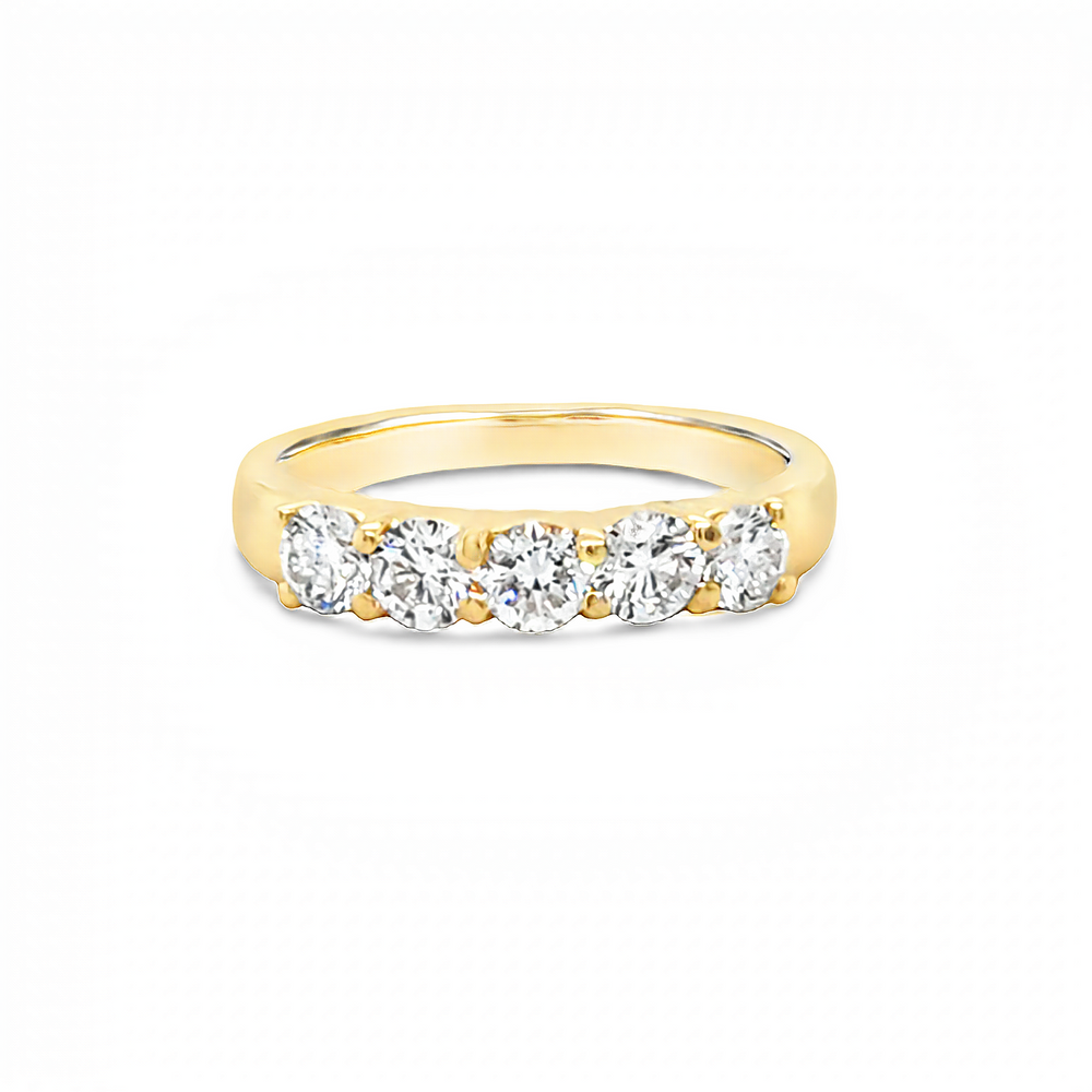 14k Yellow Gold Round Diamond Shared Prong Anniversary Band (1.0ctw.)