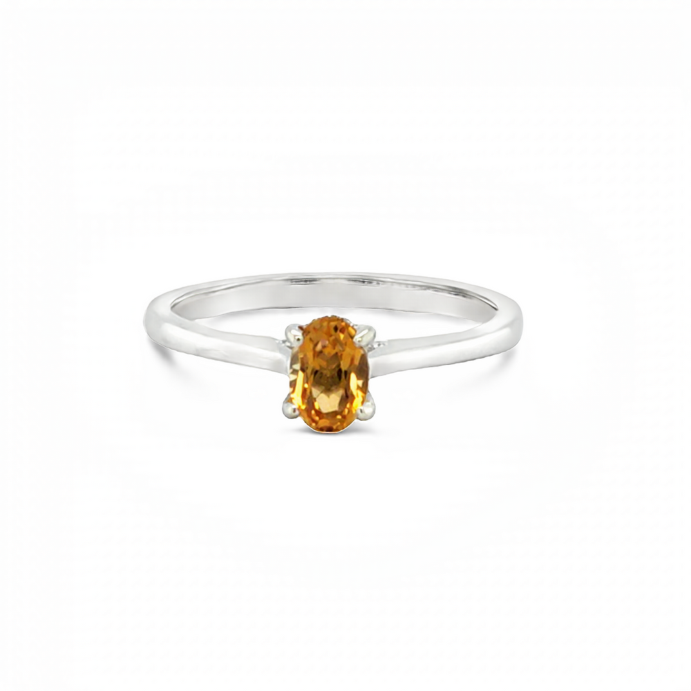 14k White Gold Oval Citrine & Diamond Hidden Halo Ring (0.45ct.)
