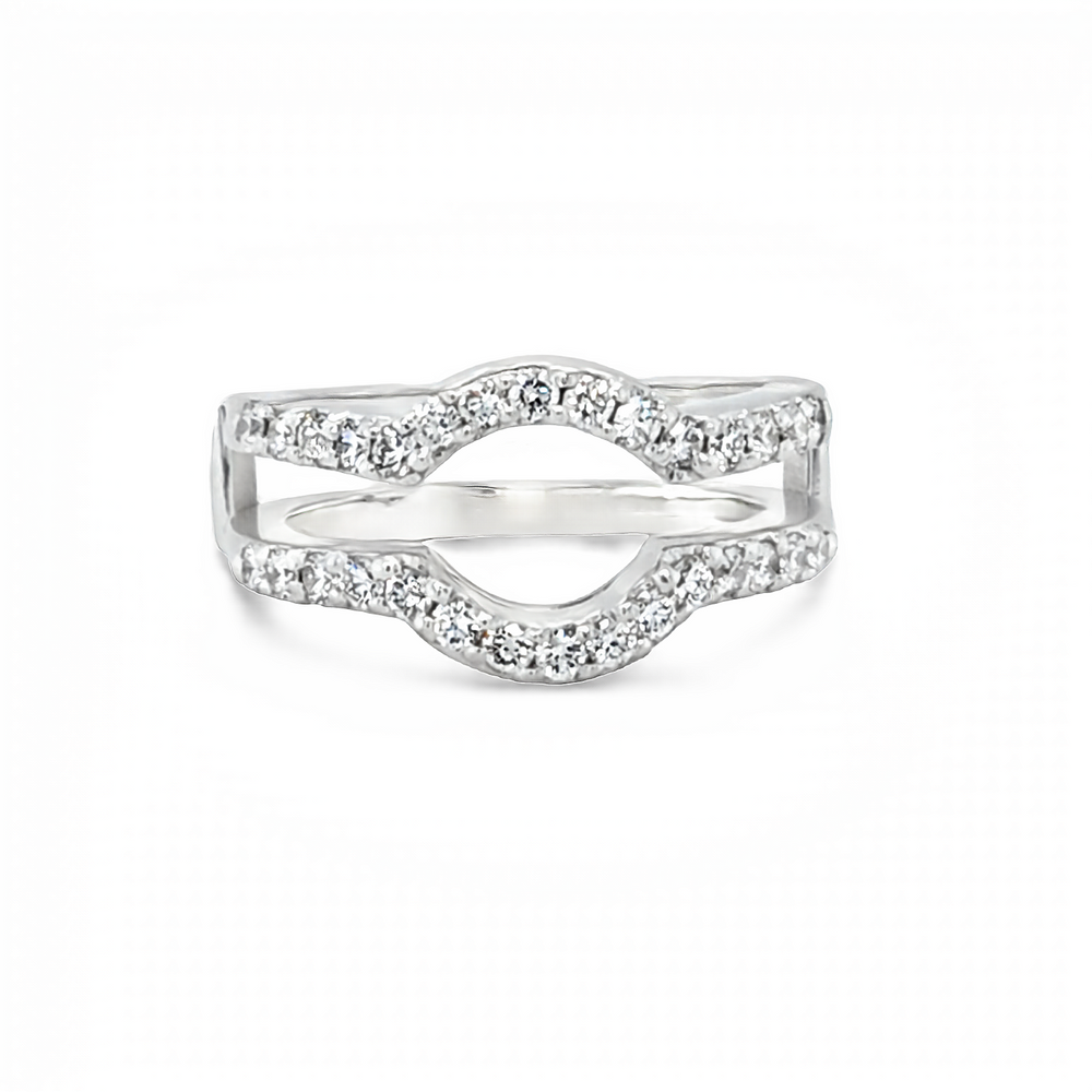 14k White Gold Round Diamond Rounded Notch Insert Wedding Band (0.62ctw.)