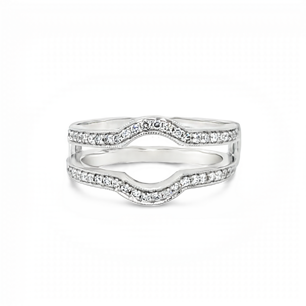 14k White Gold Round Diamond Rounded Notch Insert Wedding Band (0.35ctw.)