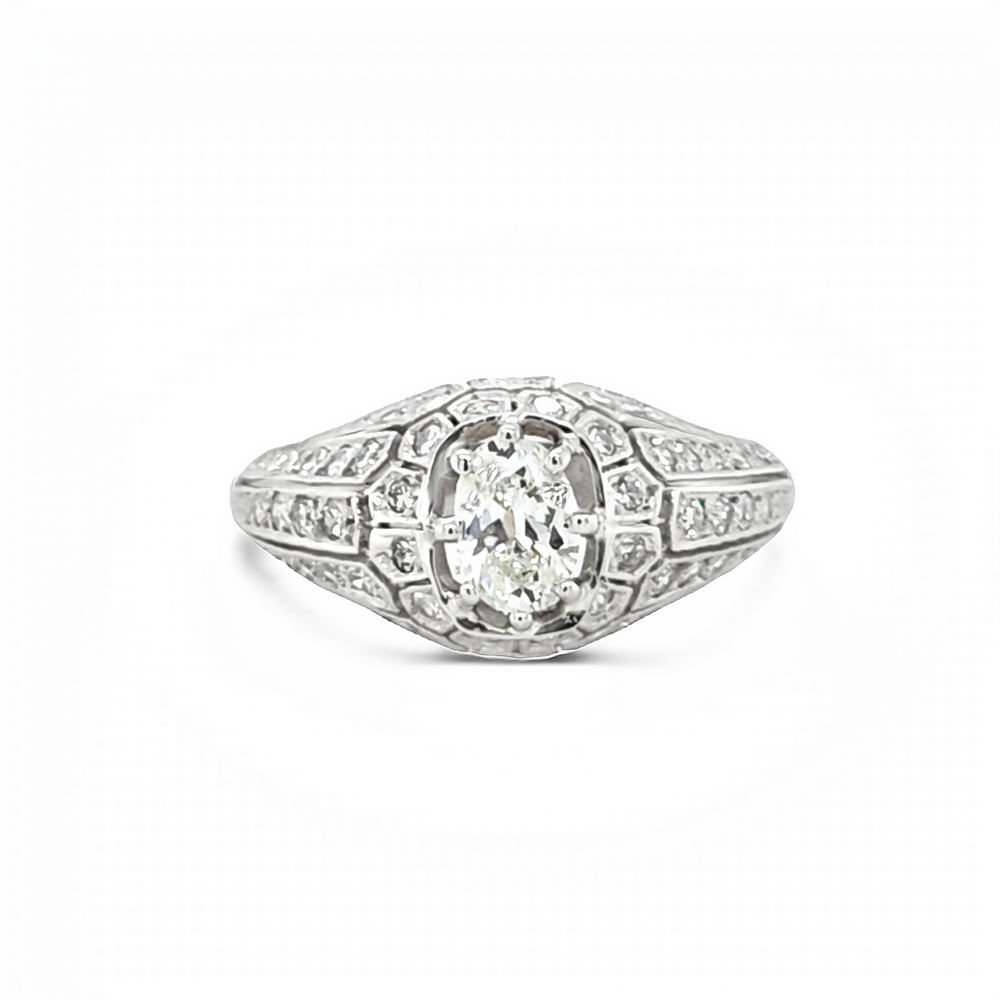 Estate 14k White Gold Oval Diamond Ring (0.54ct.)