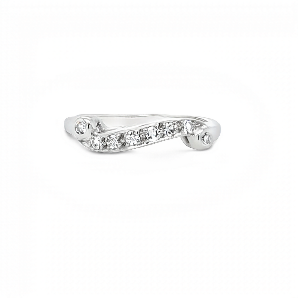 Platinum Estate Round Diamond Contour Anniversary Band
