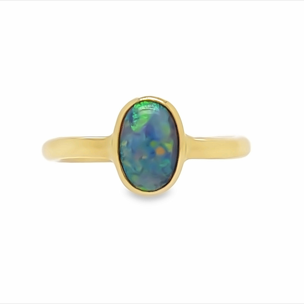 14k Yellow Gold Oval Opal Ring by Paul Richter (0.55ct.)