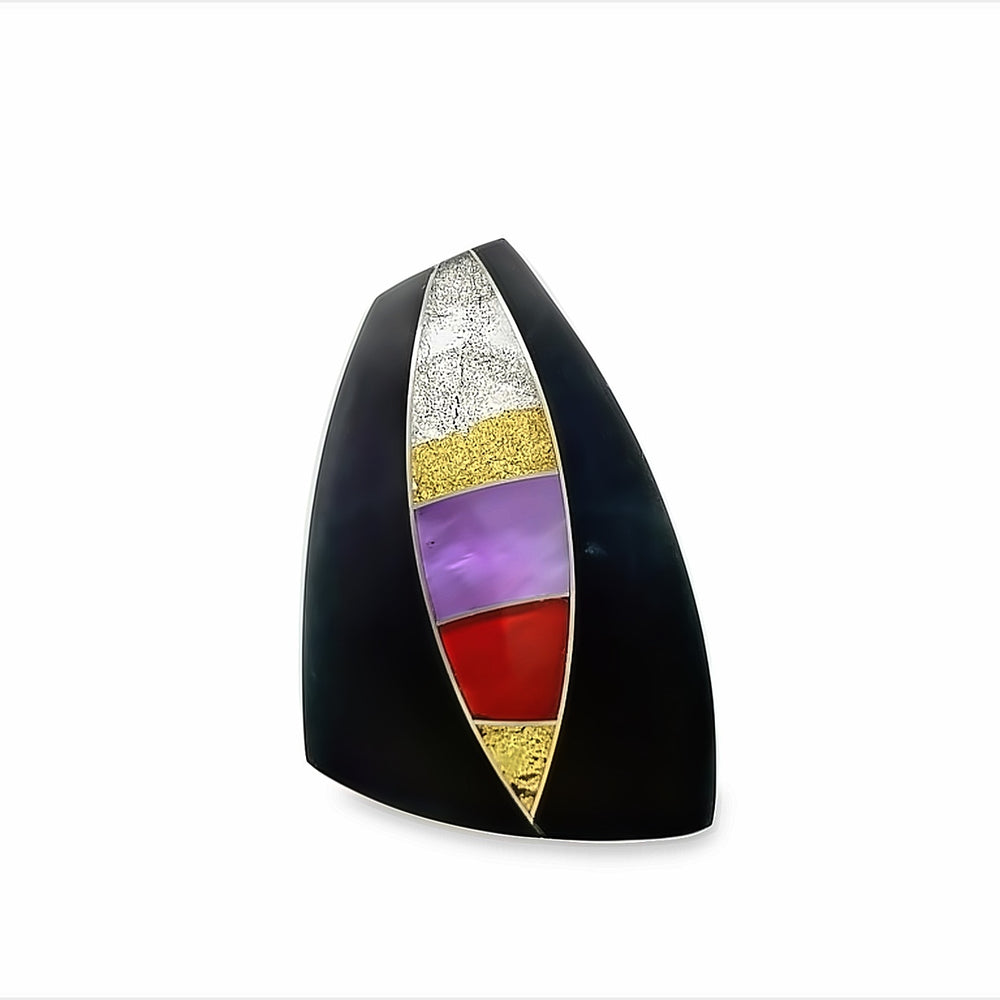 Gemstone & Metal Intarsia (50x33mm)