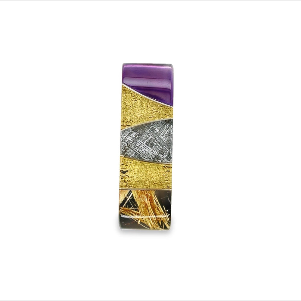 Gemstone & Metal Intarsia (40x12mm)