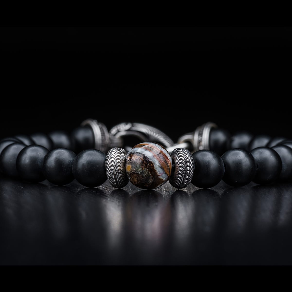 Men's Woolly Mammoth Tooth and Onyx Bracelet by William Henry Studio