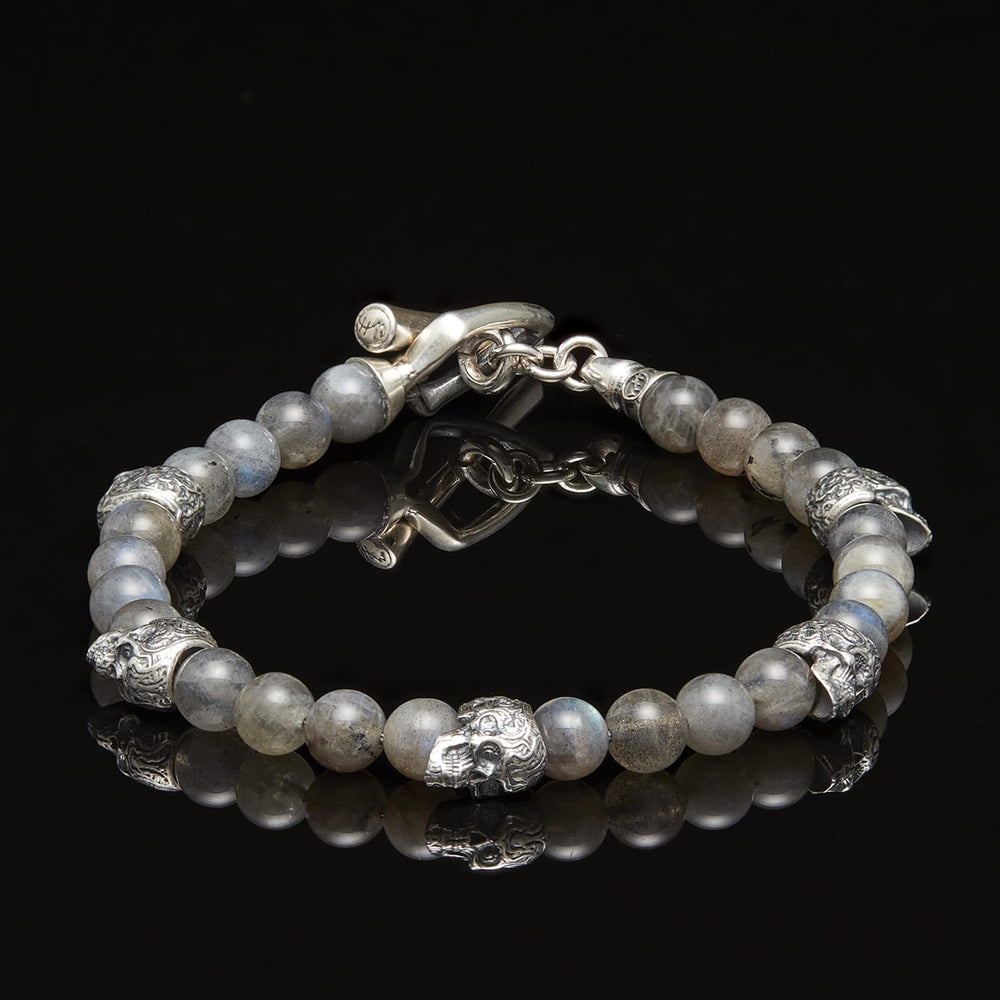 Men's Labradorite and Skull Bead and Bracelet by William Henry Studio