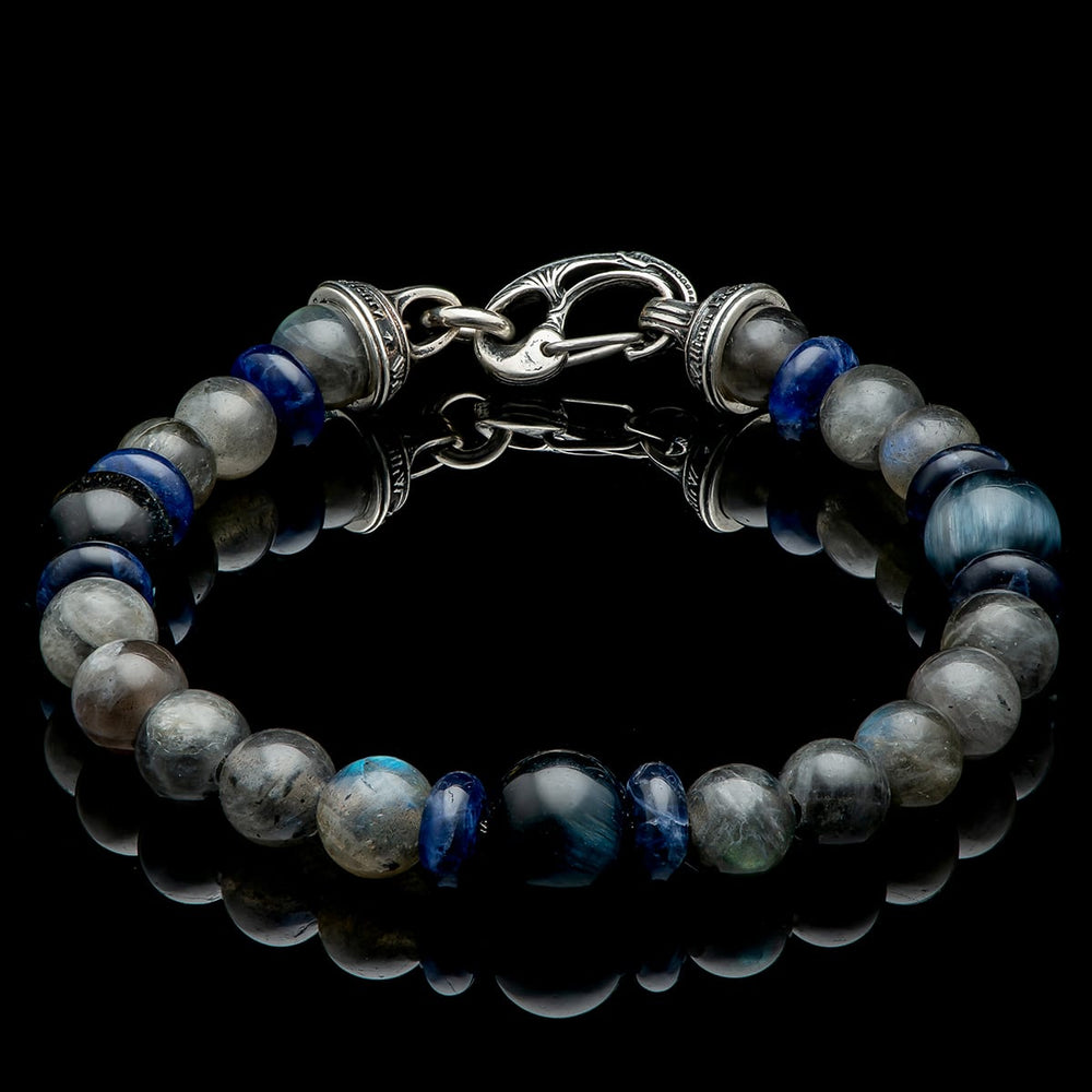 Men's Labradorite, Tiger's Eye and Sodalite Bead Bracelet by William Henry Studio