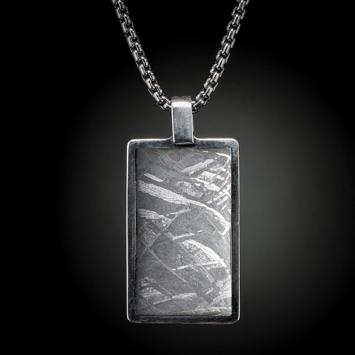 Men's Sterling Silver Meteorite Dog Tag Pendant and Chain by William Henry Studio